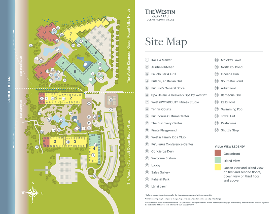 The Westin Kā‘anapali Ocean Resort Villas Resort Map