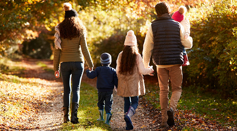 Family walking together outdoors