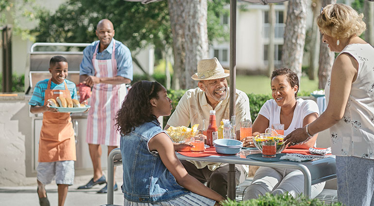 Family outdoor grilling