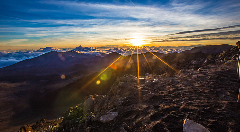 Sunrise at Haleakala National Park in Hawaii