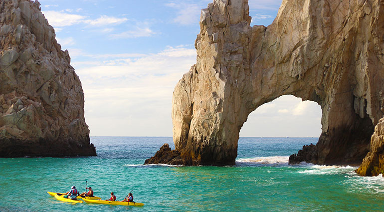 Kayaking near the iconic Arch of Cabo San Lucas, Mexico