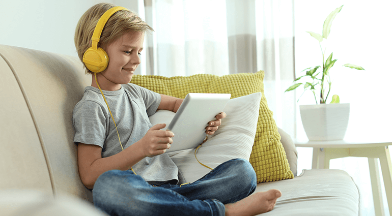 Boy holding tablet