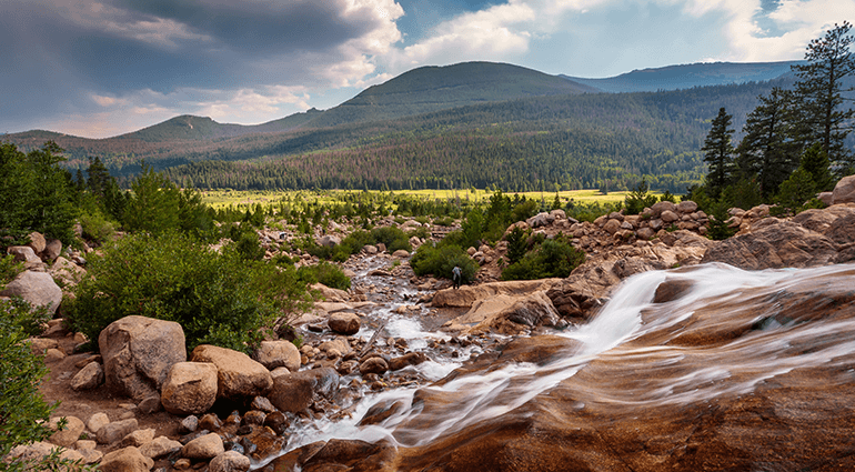 Flowing water at Rocky Mountain National Park
