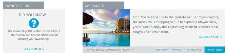 Dashboard: My Resorts example