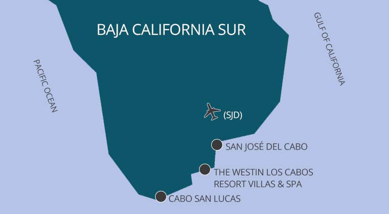 Map of southern tip of California peninsula