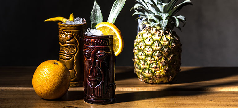 Tiki themed cocktail